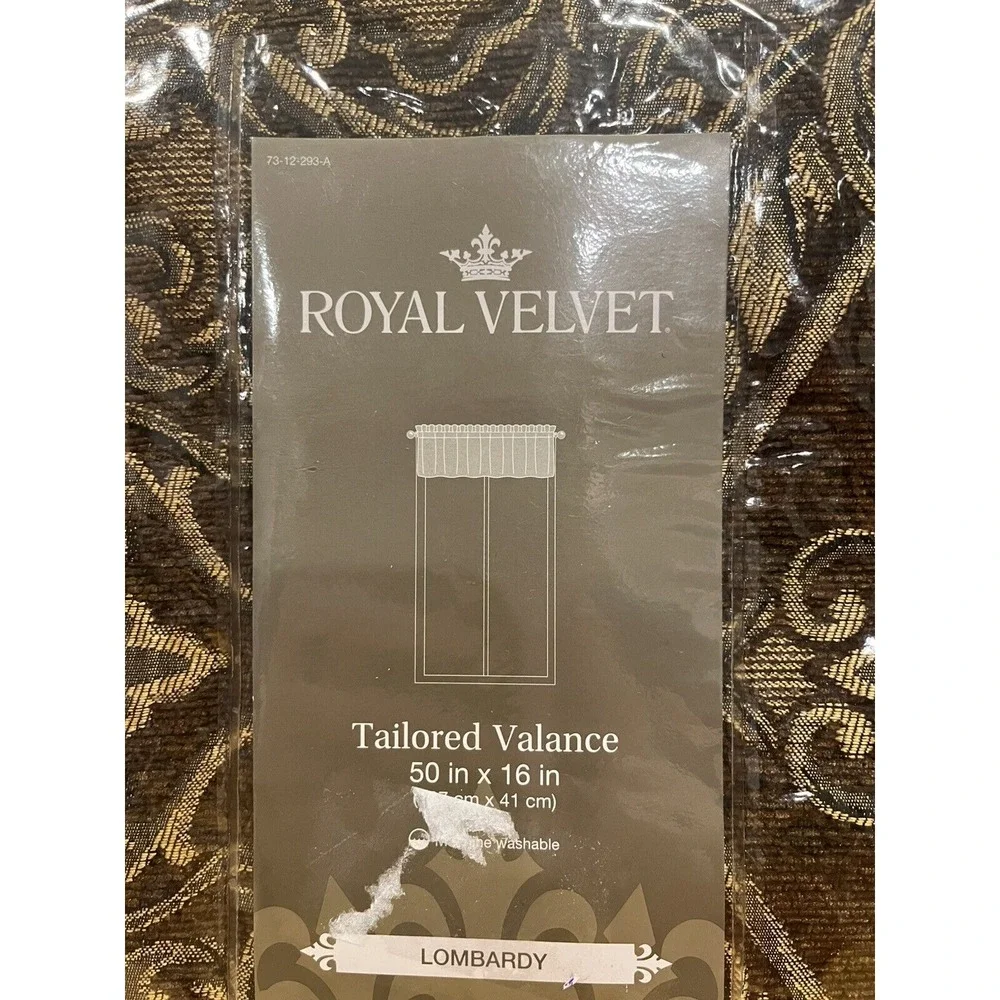 Royal Velvet Lombardy Russet Brown‎ Gold Tailored Valance Rod-Pocket, 50